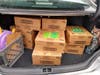 Hooty the Donation Owl with 12 cases (120 boxes) for Waltham Public Schools