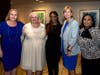 Keynote speaker Tonier Cain (center) with SCC leaders (from l-r) president and CEO Brena Slater and vice presidents Kathleen Cowan, Robin Jensen and Jacqueline House 