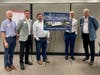 (From l-r) Safe Children Coalition supporters Peter Powers and Scott Gurr, builder Brian Leaver of Tandem Construction, SCC Board Chair Brian Goodrich, and Architect Rick Oswald