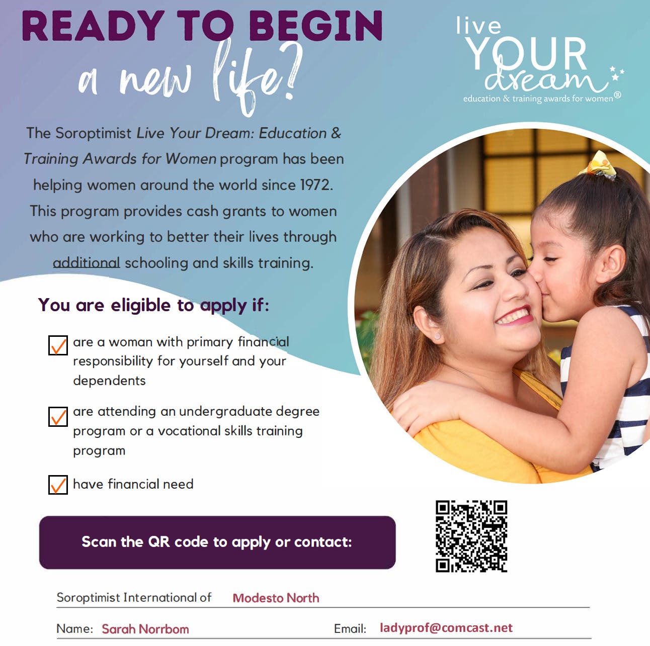 Live Your Dream Award - Soroptimist International of Modesto North
