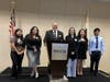 CHS AVID honorees:  Floridalma Pablo Pablo, Sarahi Torres, Viviana Grandados, Sofia Tamayo, and Javier Garcia.  Jeff Spanier is the CHS AVID instructor.