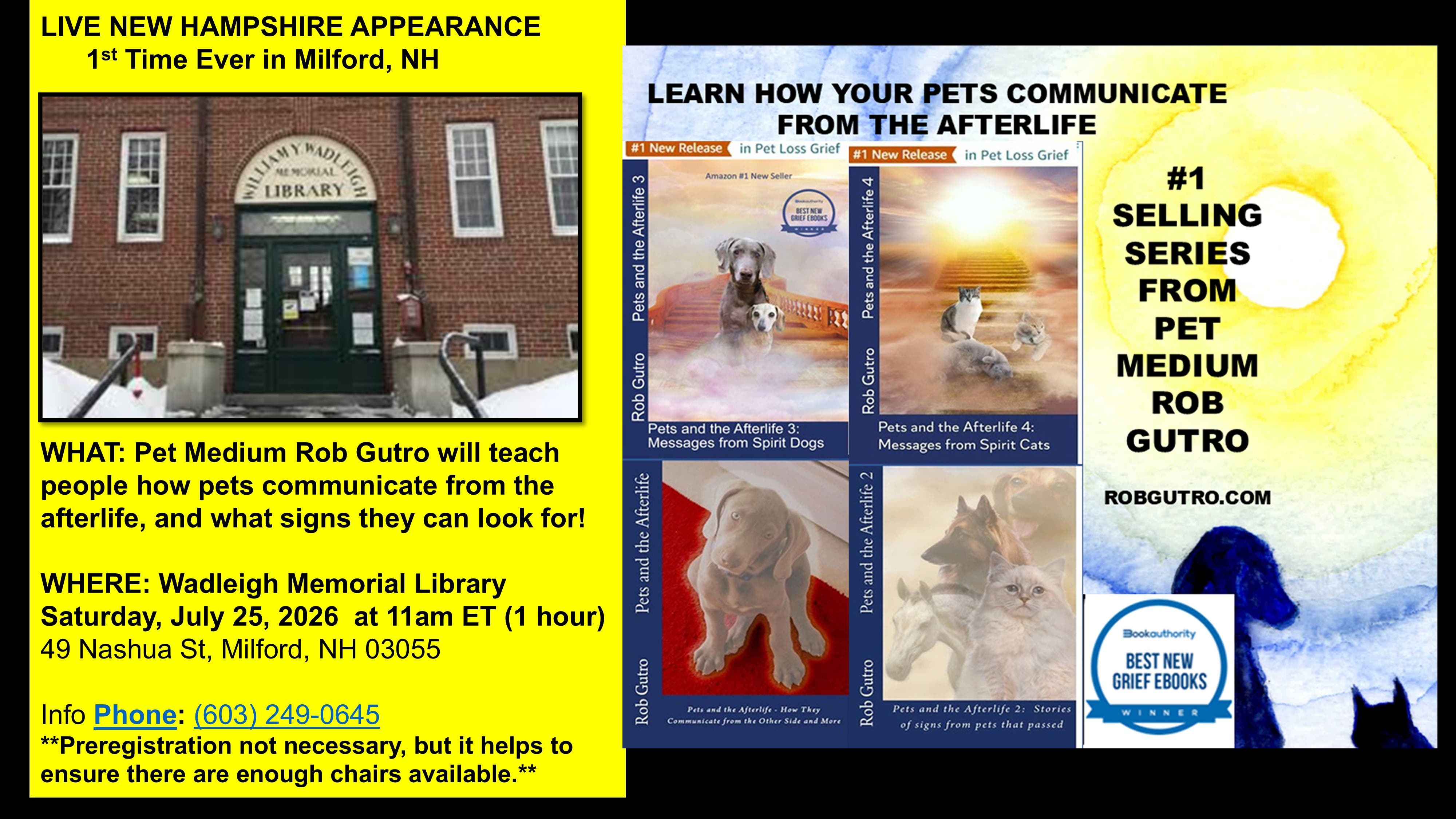 Free Lecture: Learn how Pets communicate from Spirit - at Wadleigh Library