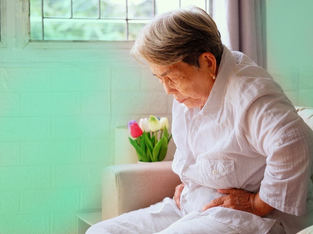 60s, abdominal, ache, aged, alone, asian, belly, cancer, care, concept, constipation, cramp, disease, elder, elderly, expression, feeling, f