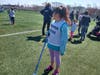 A young player with her new gear.