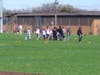 Trying a lacrosse skill station.