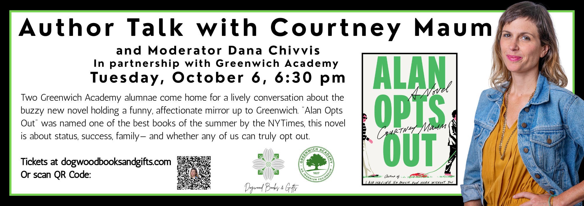 Author Talk & Book Signing with Greenwich Local Courtney Maum, "Alan Opts Out"