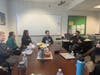 Mary Immaculate College teacher candidates discuss educational support with Superintendent Marsden on Thursday, Jan. 9.