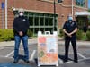 DPW's Maurice Goulet who supplied the trailer for the drive and Police Chief Guerette who welcomed us putting the trailer in the Safety Building's parking lot