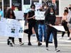 Kayla with family and friends starting to march in Medfield