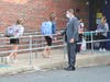 Superintendent Jeff Marsden greeting students at Dale St. School 9/17/20