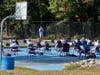 MHS Band practicing on school basketball court 
