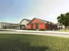 Rendered view of front facade of proposed new elementary school (PNES)