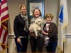 Left to Right:  Town Clerk, Marion Bonoldi, BoS Member Eileen Murphy (holding Rooney) and Eileen's Mom, Dorothy Murphy.