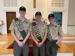 Pictured left to right: Brady Gipson, Colby Hatch, Kenneth Manning on March 20, 2022.