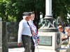 Legionnaires Gerry Irwin and Tom Donovan placing wreath at Baxter Park