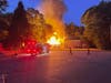Fighting structure fire in Medfield