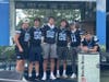 MHS Warrior Football Players (Left-to-Right)  #58 (Sr) Caleb Menard, #56 (Sr) Capt. Aiden Menard, #86 (Jr) Capt. Nick Gangemi, #26 (Jr) Capt. Will Griffin, #11 (Sr) Sam Flamand and #29 (Sr) Kaisei Linehan