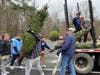 Lacrosse Team unloading trees