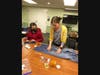 Visible Mending of Jeans at the library