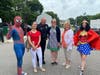 Spidey and Wonder Woman met Town Administrator Kristine Trierweiler, Sgt. Dan Burgess and others!