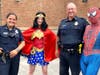 Wonder Woman and Spidey with Det. Michelle Manganello and Sgt Dan Burgess