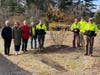 Arbor Day Celebration, left to right:  Moe Goulet, Brittney Franklin, Gus Murby, Ed Hinkley, Bobby Kennedy, Paul Hinkley, John Miner and Steve Della-Camera.