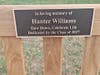 Plaque on Hunter Bench "Slow Down, Celebrate Life"
