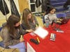 8th grader Riley Davidson, Medfield High School junior Nora Smith and 8th graderYashica Mishra, members of the Blood Drive Committee, worked the checkout table. HS school students, including Nora, help the Blood Drive Comm. by mentoring the students.