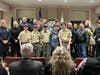 Retiring MPD Sgt Wayne Sallale (3rd from right) was warmly thanked for his many years of service.