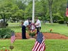Commander Bob Tannler and Frank Iafolla placing wreath at Vine Lake Cemetery 