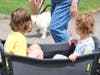 Children and dogs enjoying Sunday's Medfield Community Market
