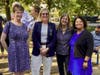 Barbara Gips, Medfield Lions Club, Town Administrator Kristine Trierweiler, Jean Mineo, Bellforge and Marjorie Cappucci, Needham Bank, all attending the Grand Opening.
