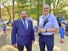 (Left to right)  Norfolk County Comissioner Richard Staiti and MFD Captain Bill DeKing