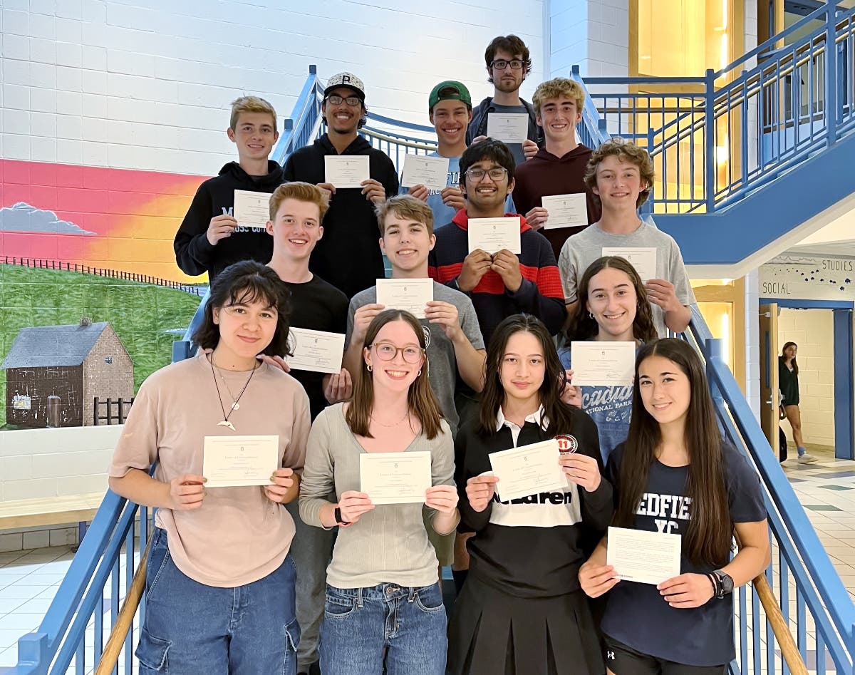Back L-R: William Boxmeyer, Amar Sanghera, Shane Unger, Carl Kirchhoff, Sean Graham, Middle L-R: Michael Roth, Silas Trotter, Sai Boddapati, Carrigan Allenby, Front L-R: Amelia DeHoff, Eva LaRowe, Natasha Huss, Shayla Forman, Allison Hom