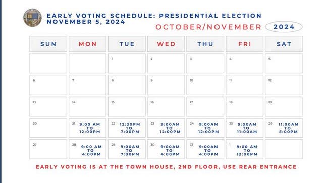 Medfield EARLY In-Person VOTING Schedule for Presidential Election ...