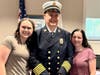 Chief DeKing with his daughter Lillian, and wife Megan.