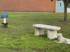 Wheelock School, Franklin's mailbox, bench and statue