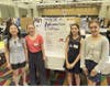 A group of Thomas Blake Middle School eighth graders did their civics project on the topic of “The Rise of Antisemitism in Colleges.” From left to right, Abby Joehanes, Lucy Cooprider, Anna Feldman, and Maddie Unger.