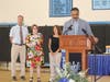 Principal Parga recognizing 3 teachers retiring at the end of the school year