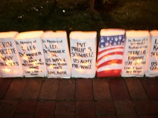 Luminary Bags at Light Up Baxter Park on Veterans Day