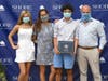 The Falk family of Essex posed wearing face coverings.
