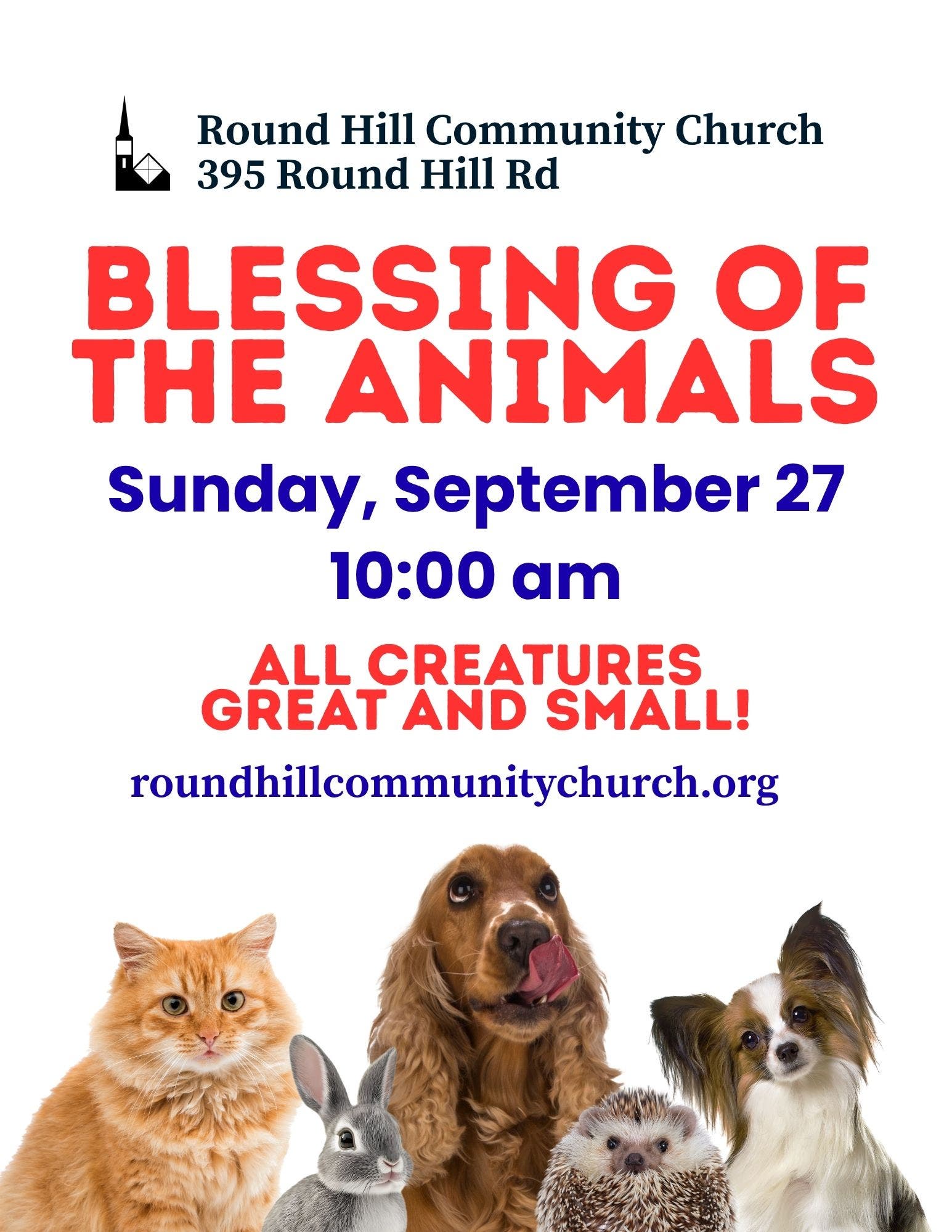 Blessing of the Animals at Round Hill Community Church