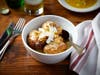 Pollo Meatballs - Chicken, pistachio, caramelized onions, lemon white wine sauce, ricotta salata