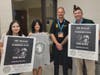 L-R Freshman Anahi Alvarado (Flyer design), Sophomore Mali Riordan T-Shirt Design, Travis Gordon VFW Post 9545, Ryan Brazel VFW Post 9545, and Warriors Walk Creator. 