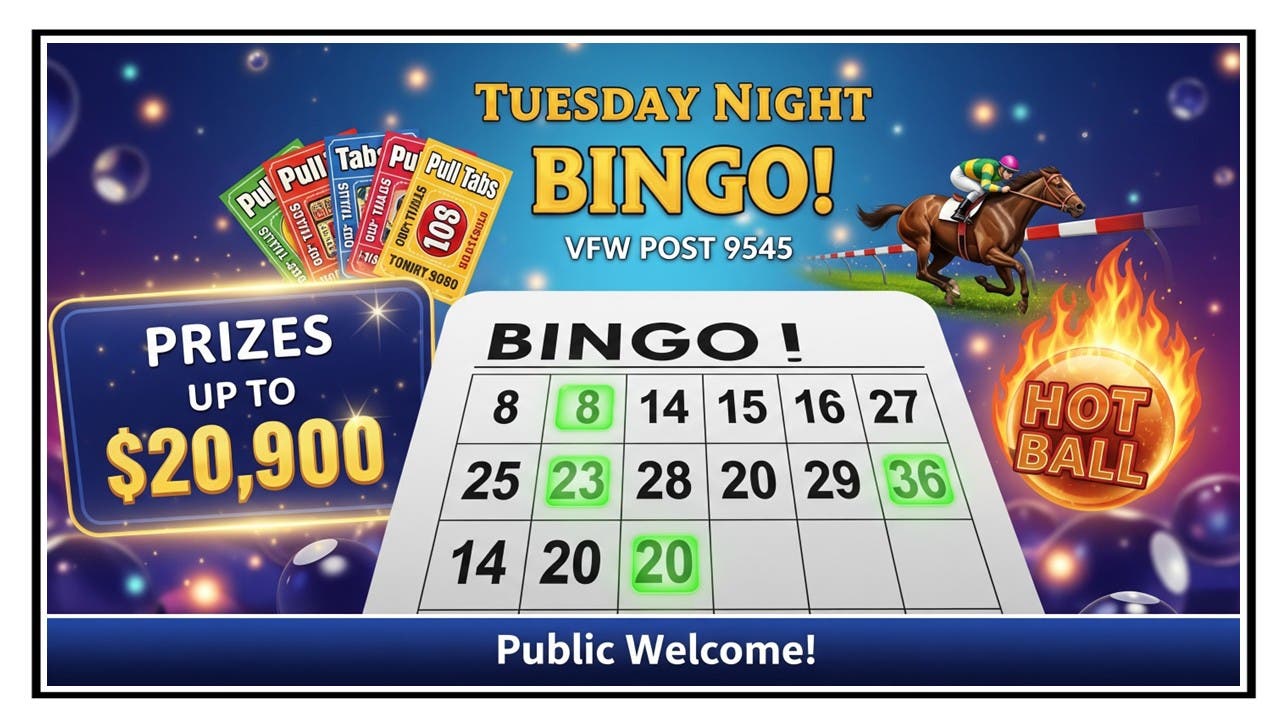 Sample Bingo Raffle Apr 14 | NL VFW Tue Bingo Up to $20,410 in Prizes -Vets Raffle-4 ...