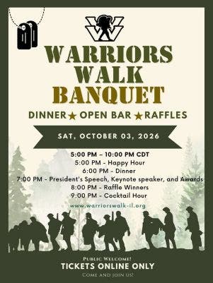 Warriors Walk Banquet Tickets Available online. PUBLIC WELCOME!!