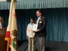 Kailish Vlati winner of Elks Southern District Americanism Essay Contest. Award presented by Bryan Baker, Exalted Ruler 