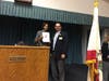 Tiffany Mitchell with Project Hope Alliance receiving award from Bryan Baker, Exalted Ruler 