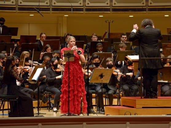 Bowden performs with CYSO conducted by Allen Tinkham. Photo by Ed Spinelli