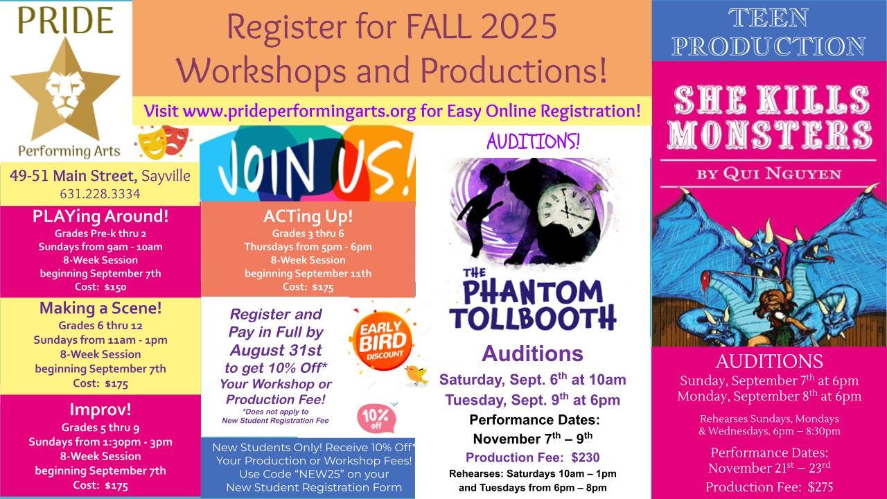 Register for Fall Acting Classes and Shows!